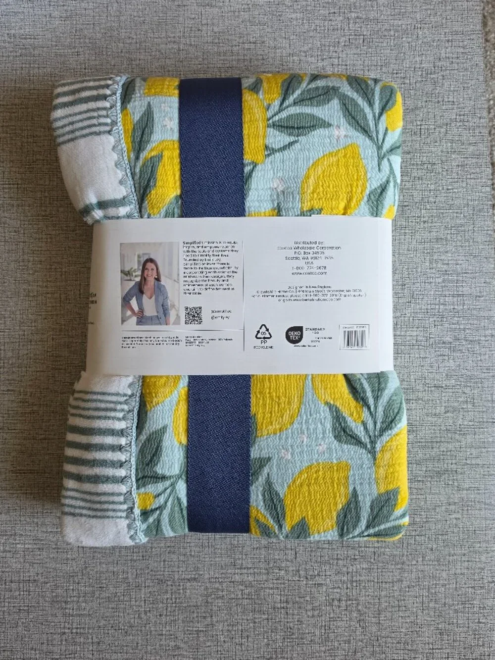 Artist Collection Lemon Cotton Gauze Throw with Plush Reverse 60 x 70